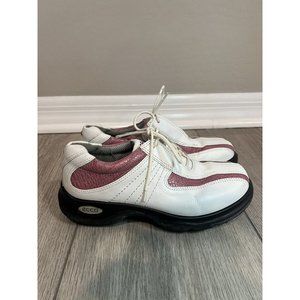Ecco Women's White Pink Golf Shoes w/ Spikes Size US 6 to 6.5 EUR 37